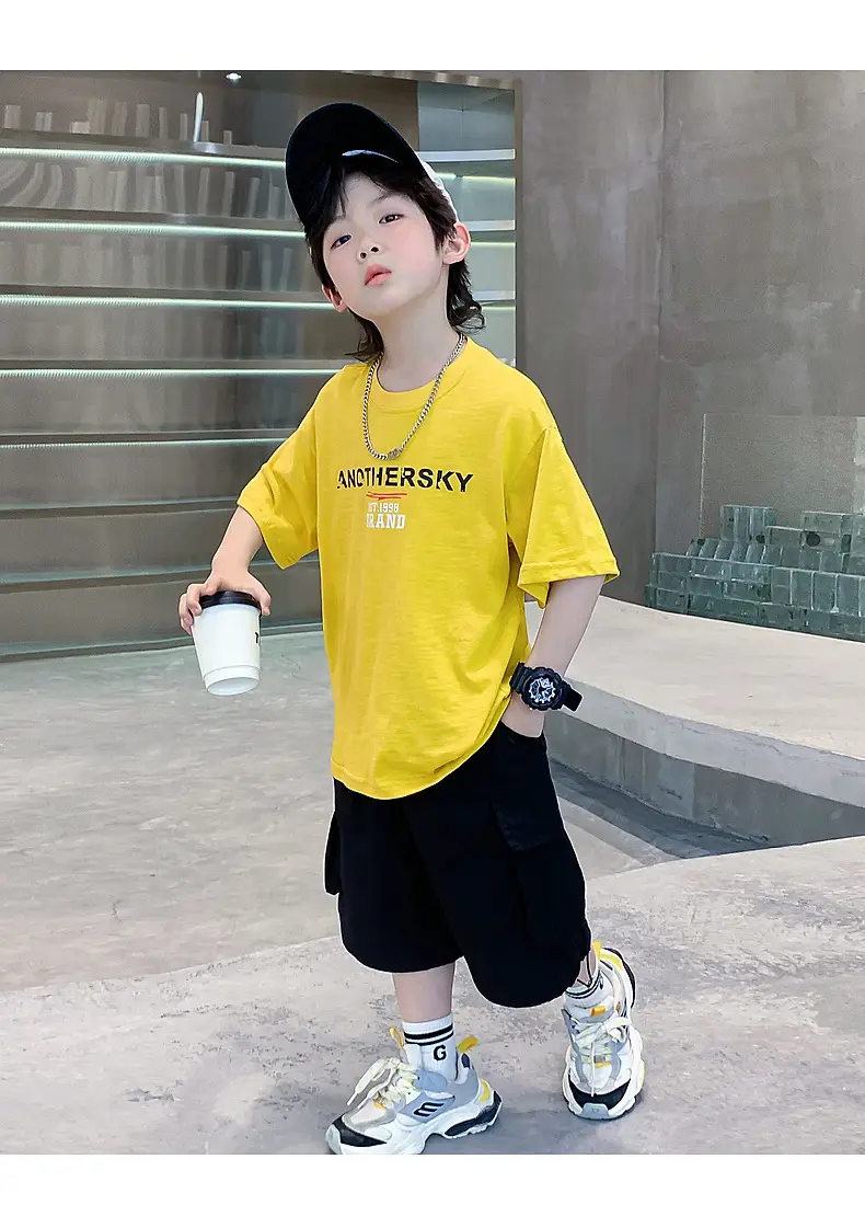Boys 2026 Summer Dopamine Half Sleeve T-Shirt Black — feature 12