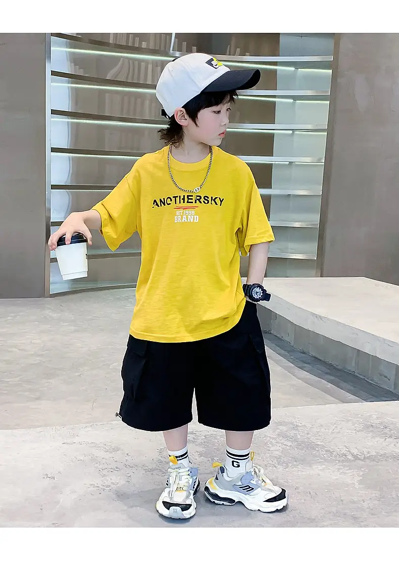 Boys 2026 Summer Dopamine Half Sleeve T-Shirt Black — feature 13
