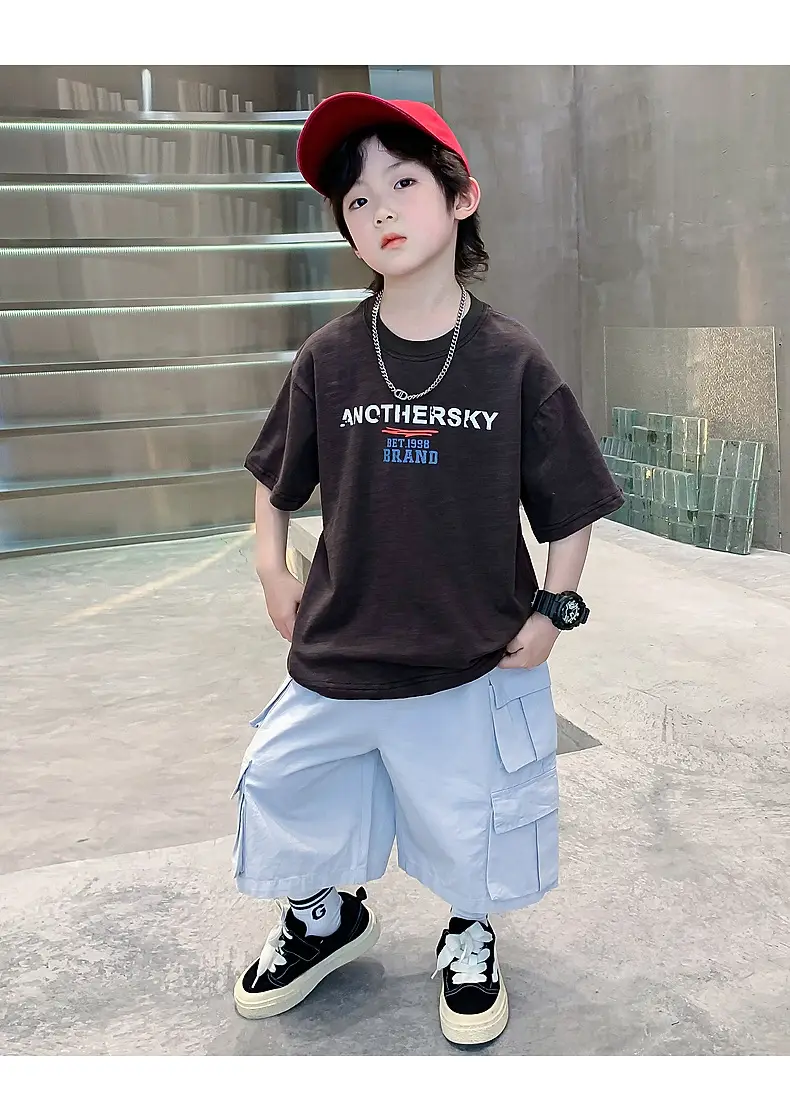 Boys 2026 Summer Dopamine Half Sleeve T-Shirt Black — feature 14