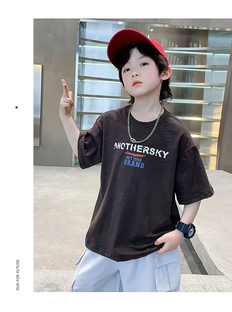 Boys 2026 Summer Dopamine Half Sleeve T-Shirt Black — feature 15
