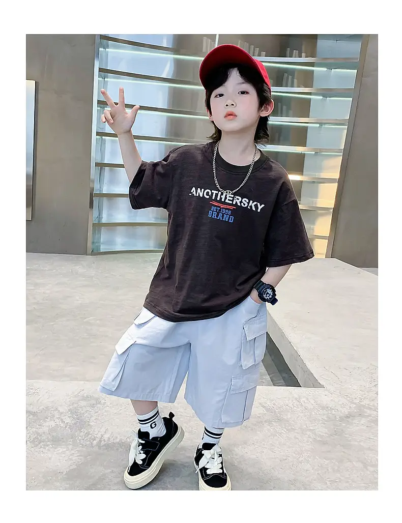 Boys 2026 Summer Dopamine Half Sleeve T-Shirt Black — feature 17