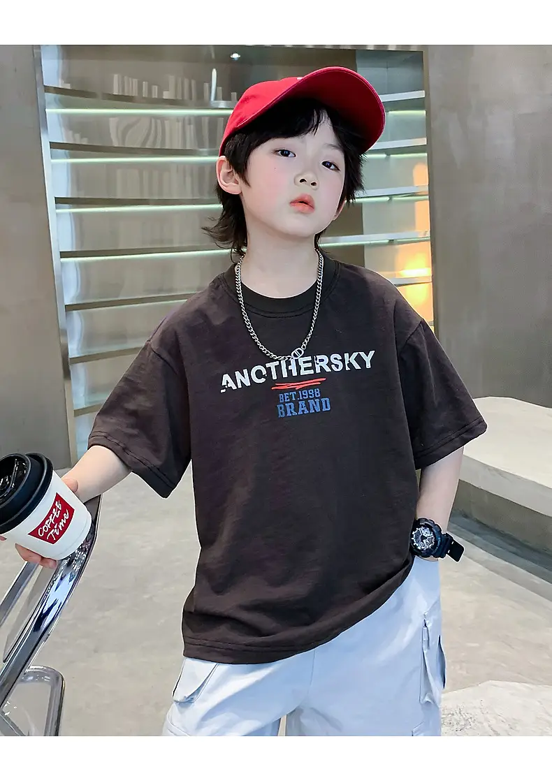Boys 2026 Summer Dopamine Half Sleeve T-Shirt Black — feature 18