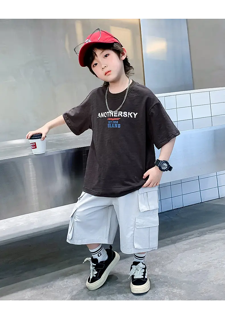 Boys 2026 Summer Dopamine Half Sleeve T-Shirt Black — feature 19