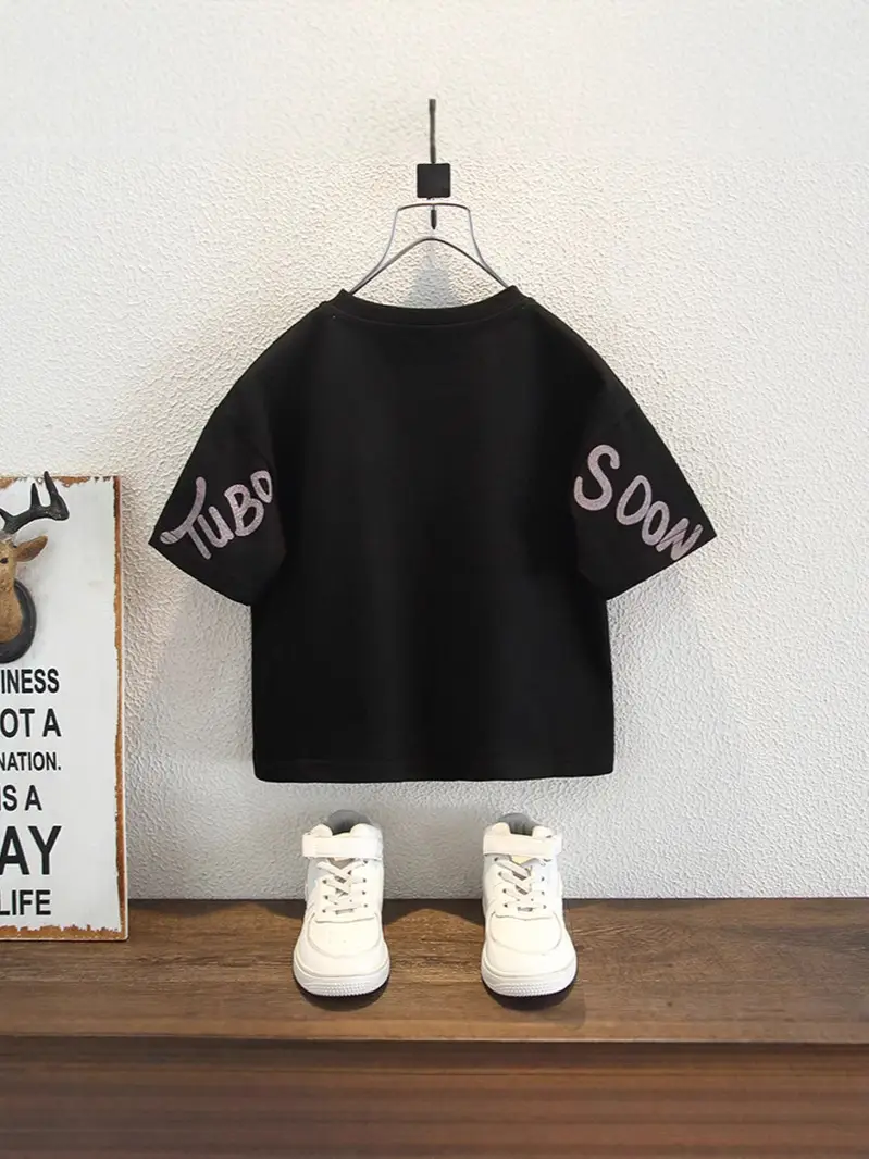8108 Boys T-Shirt Black Korean Style 2026 - Image 5