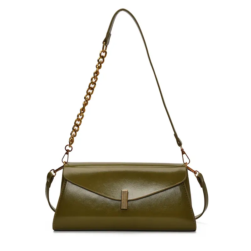Women's Cream Chain Shoulder Bag with Gold Chain Strap - Image 9
