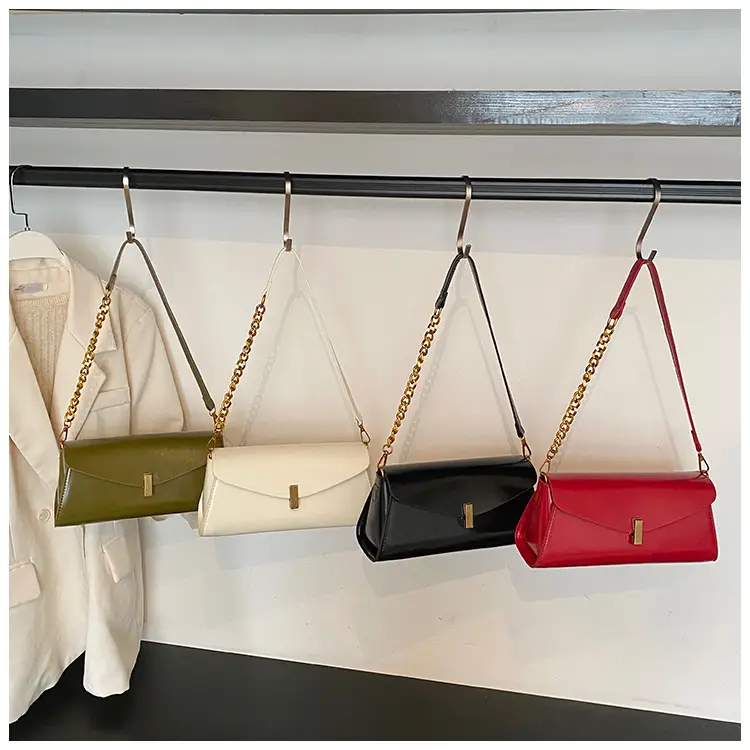 Women's Cream Chain Shoulder Bag with Gold Chain Strap — feature 10
