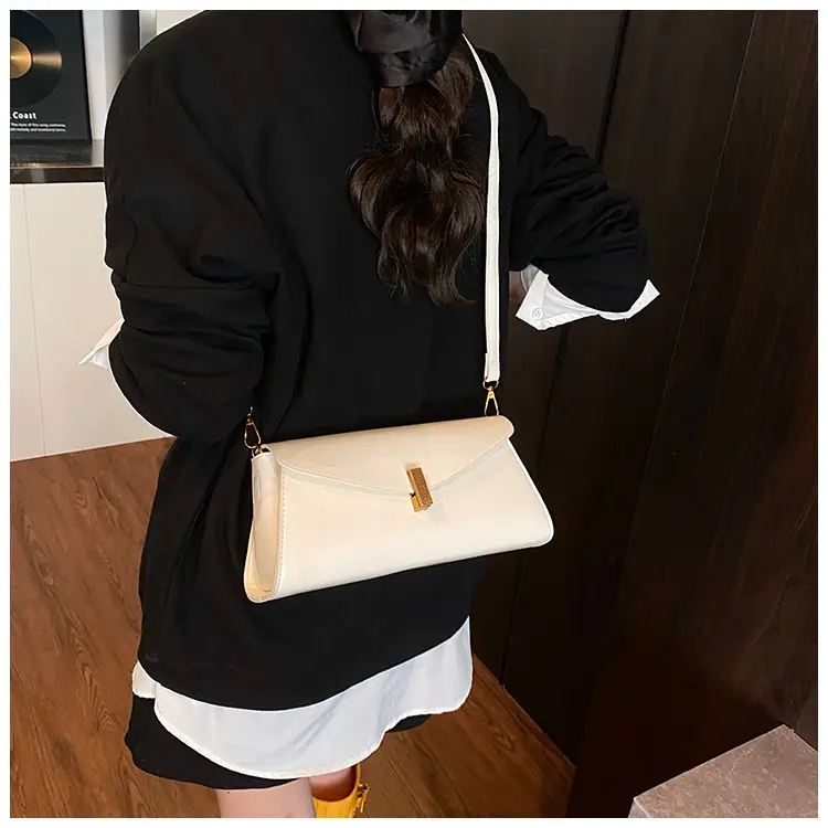 Women's Cream Chain Shoulder Bag with Gold Chain Strap — feature 18