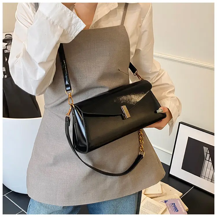Women's Cream Chain Shoulder Bag with Gold Chain Strap — feature 19
