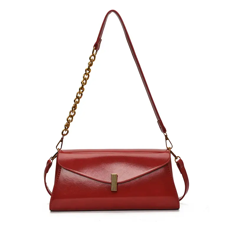 Women's Cream Chain Shoulder Bag with Gold Chain Strap - Image 2
