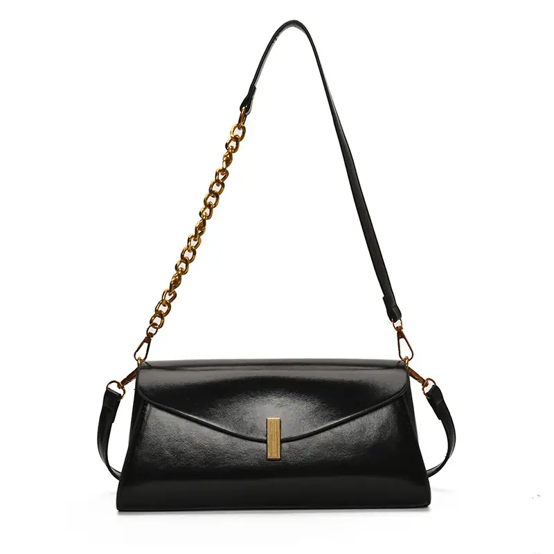 Women's Cream Chain Shoulder Bag with Gold Chain Strap - Image 4