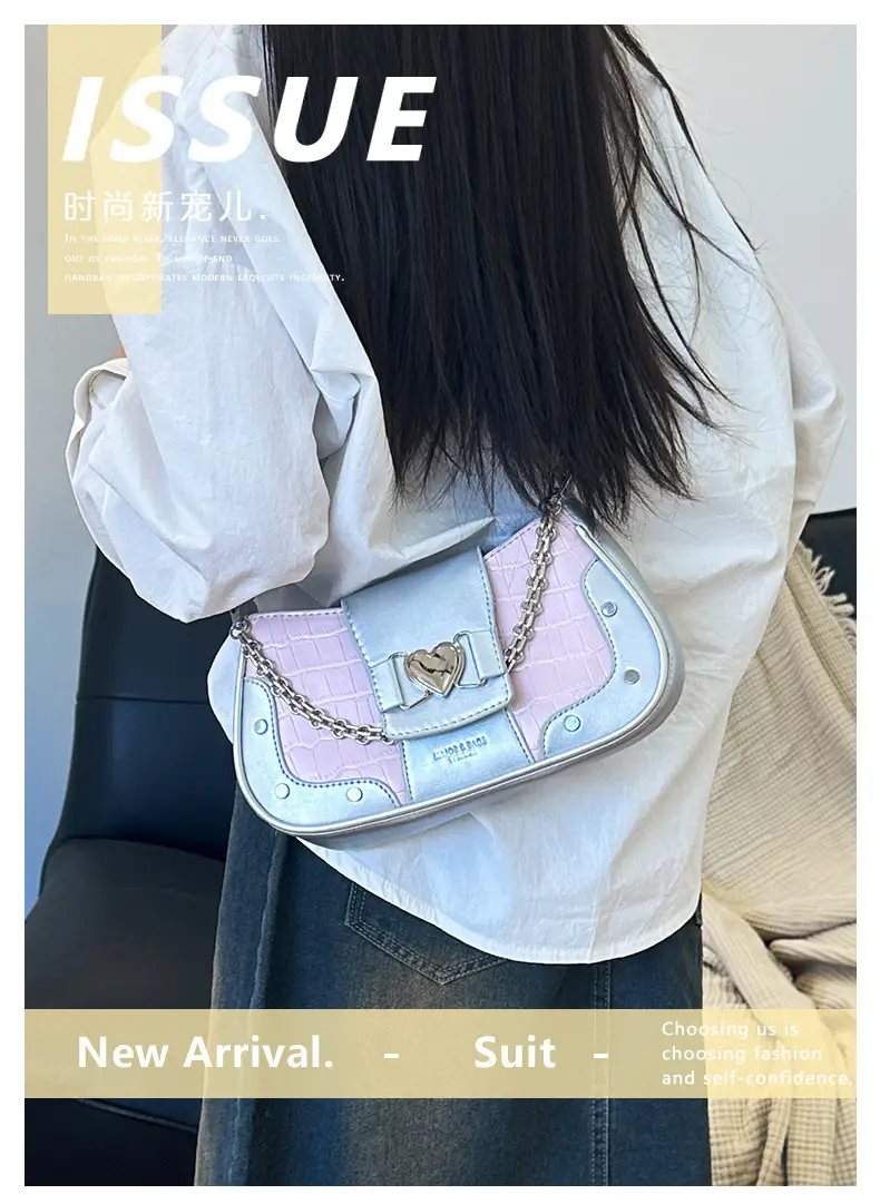 Retro Korean Style Women's White Heart Chain Shoulder Bag — feature 3