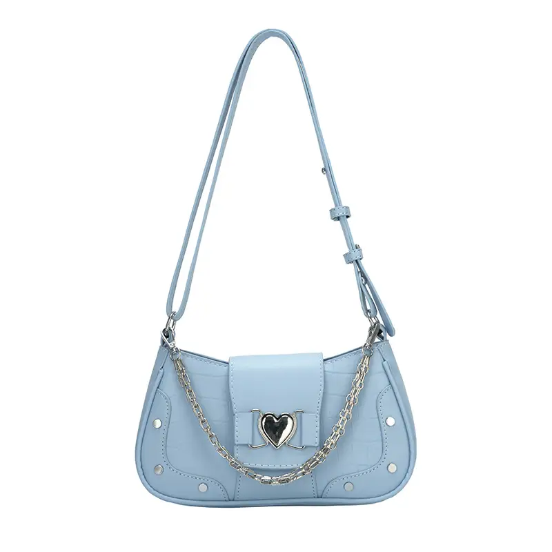 Retro Korean Style Women's White Heart Chain Shoulder Bag - Image 2