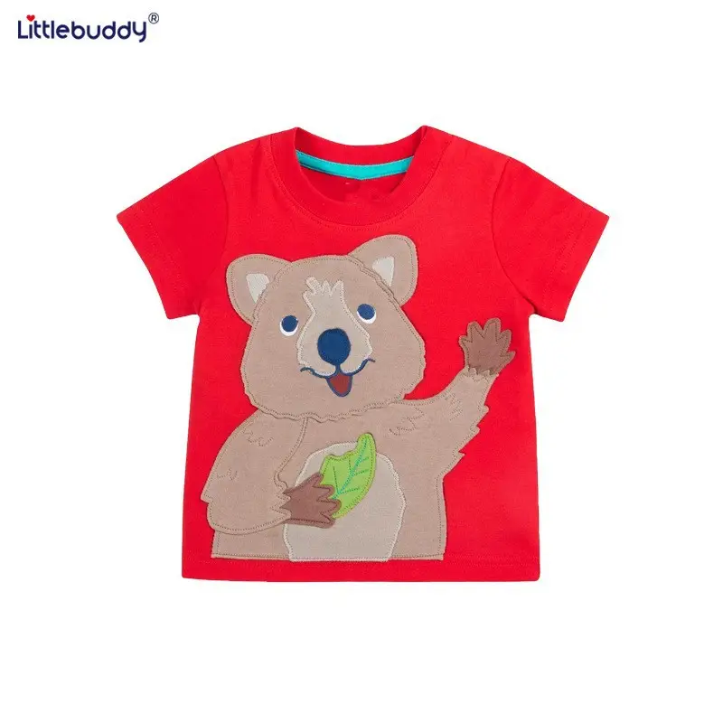 Red Bear Print Boys T-Shirt Pure Cotton 2025 - Image 4