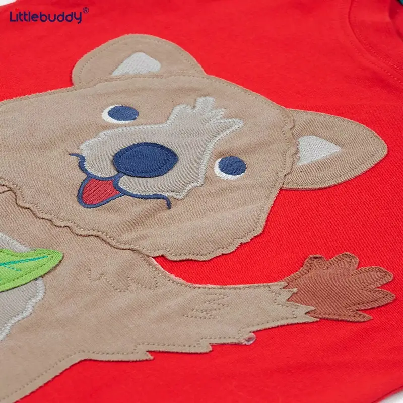 Red Bear Print Boys T-Shirt Pure Cotton 2025 - Image 5