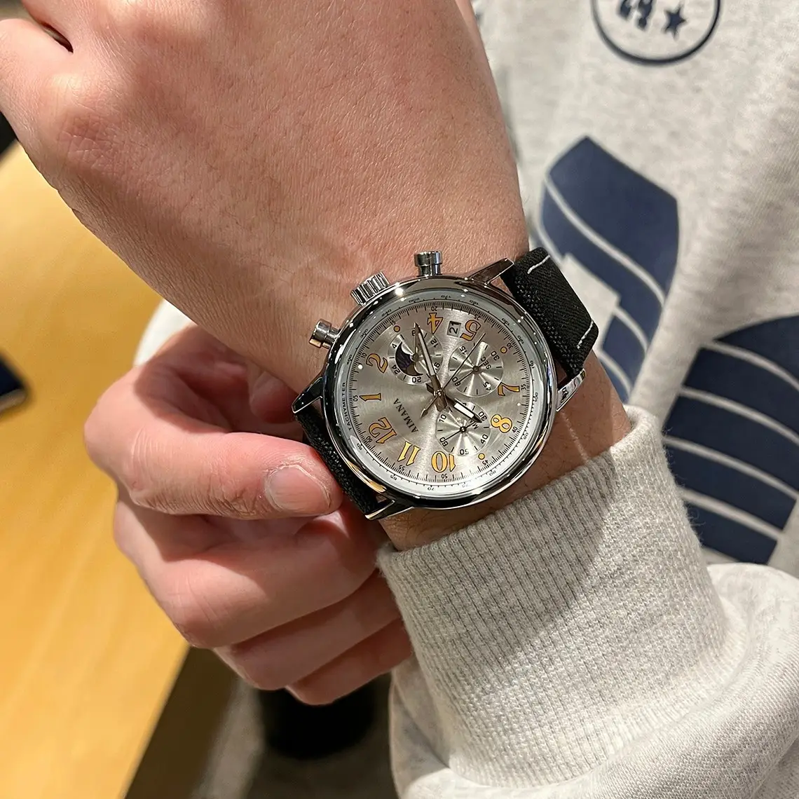Men's Swiss Chronograph Watch Black Quartz Belt - Image 7