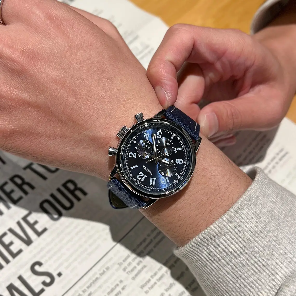 Men's Swiss Chronograph Watch Black Quartz Belt - Image 8