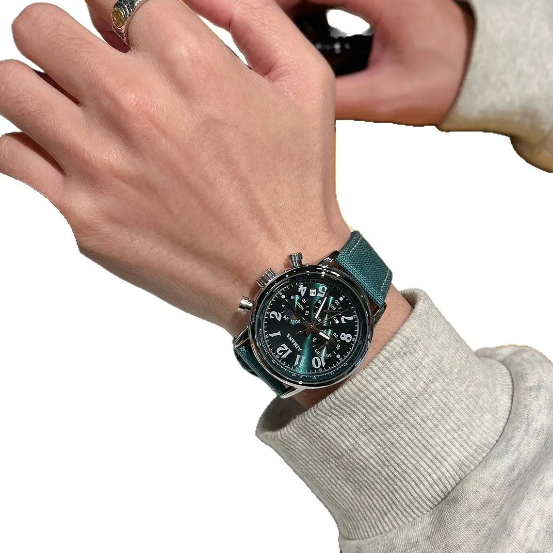 Men's Swiss Chronograph Watch Black Quartz Belt - Image 10