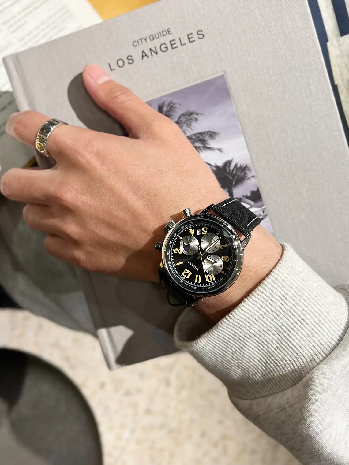 Men's Swiss Chronograph Watch Black Quartz Belt — feature 14