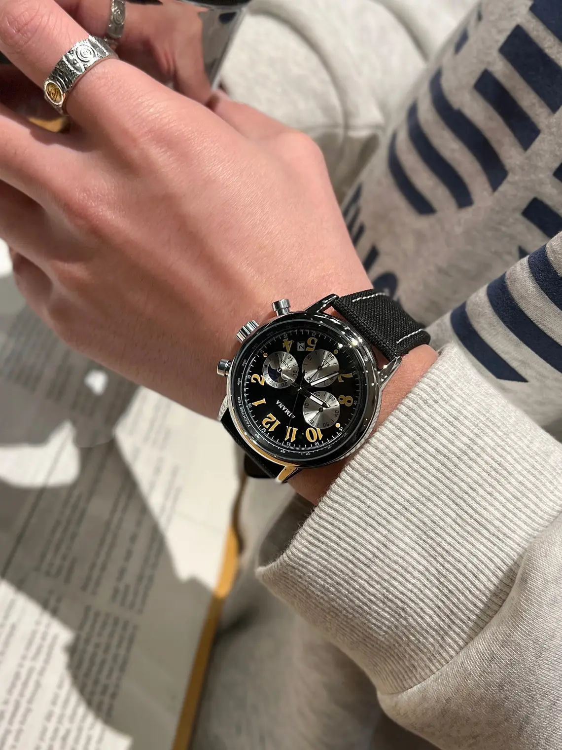 Men's Swiss Chronograph Watch Black Quartz Belt — feature 16