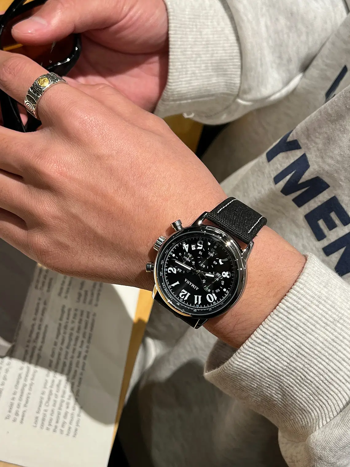 Men's Swiss Chronograph Watch Black Quartz Belt — feature 3