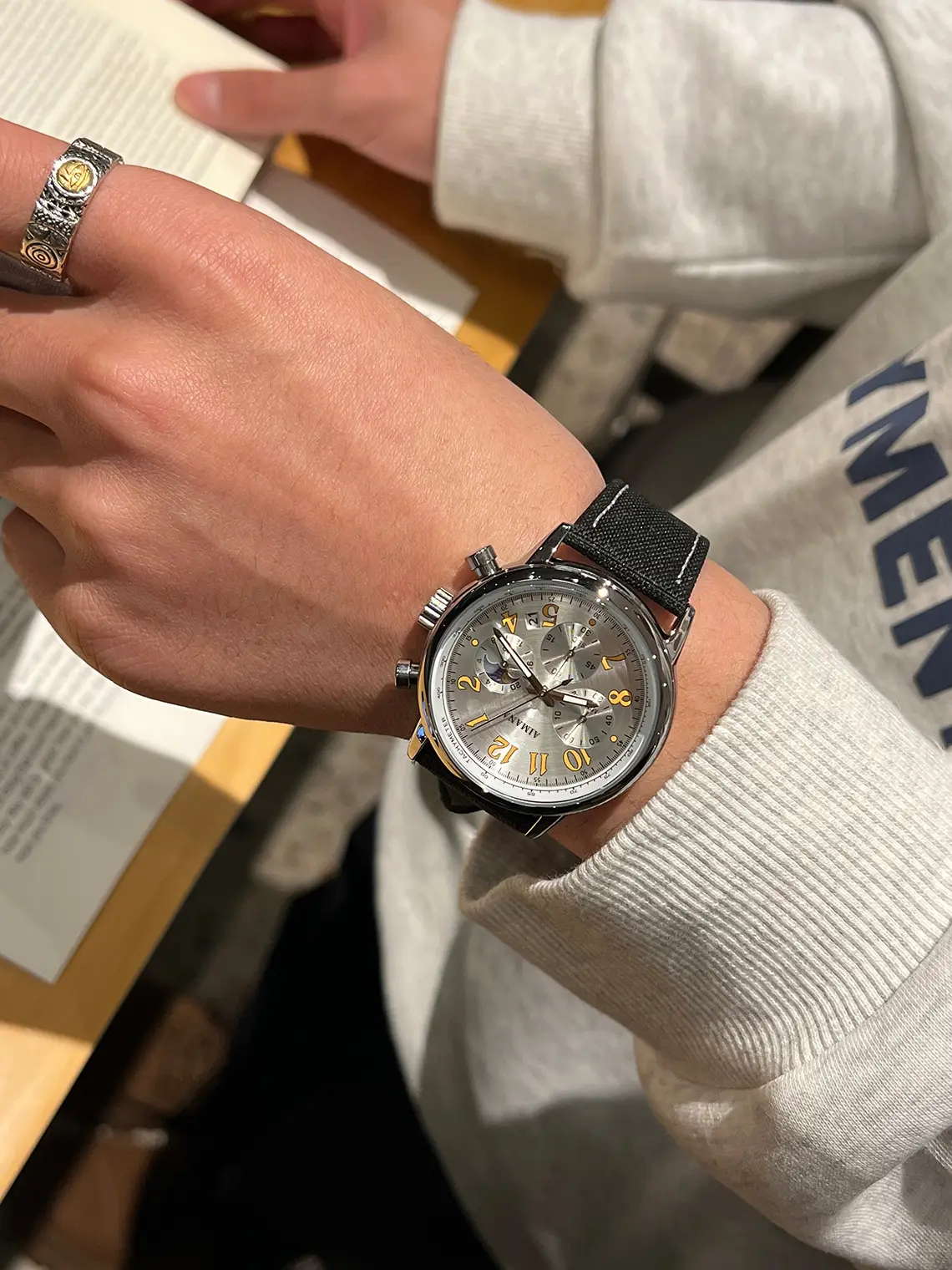 Men's Swiss Chronograph Watch Black Quartz Belt — feature 6