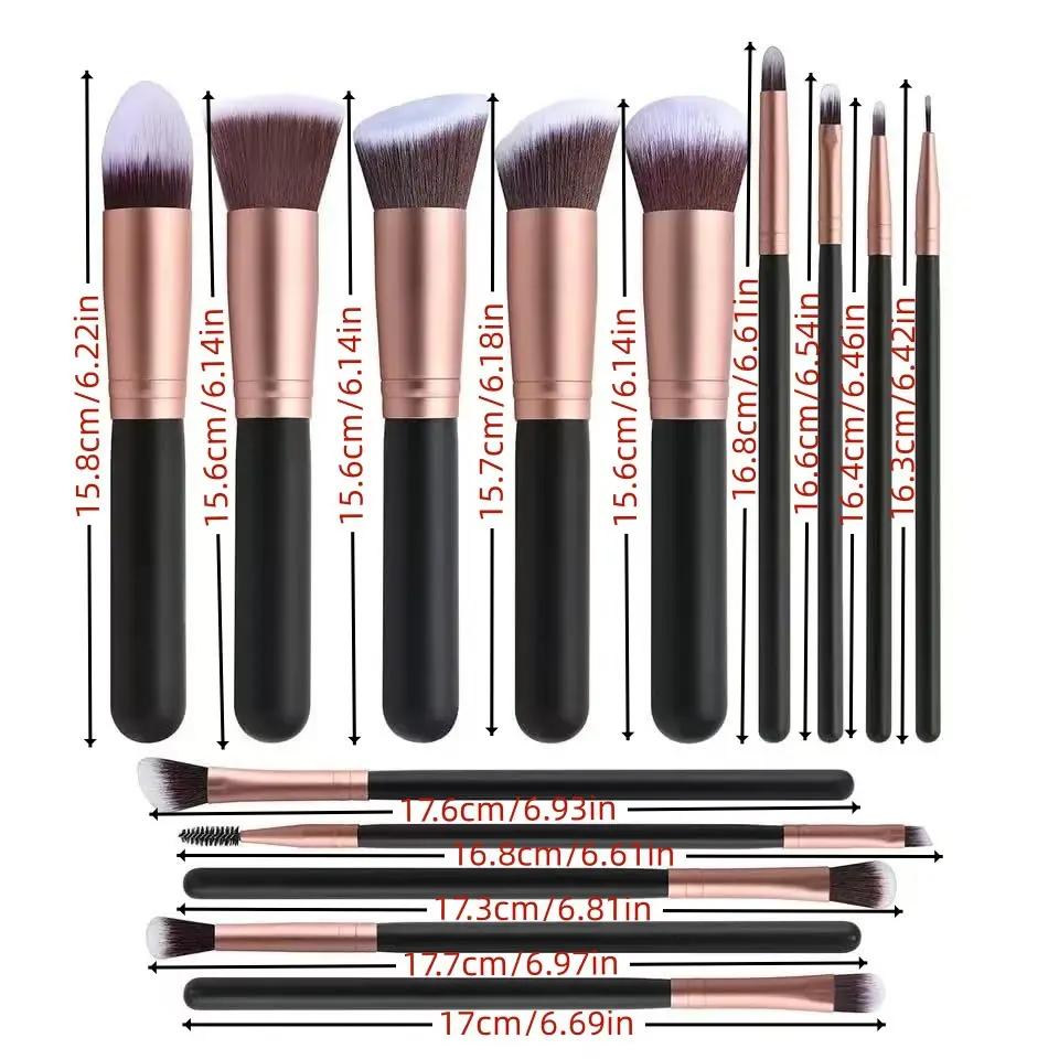 14-Piece Makeup Brush Set with Blush & Highlight Brushes - Image 14