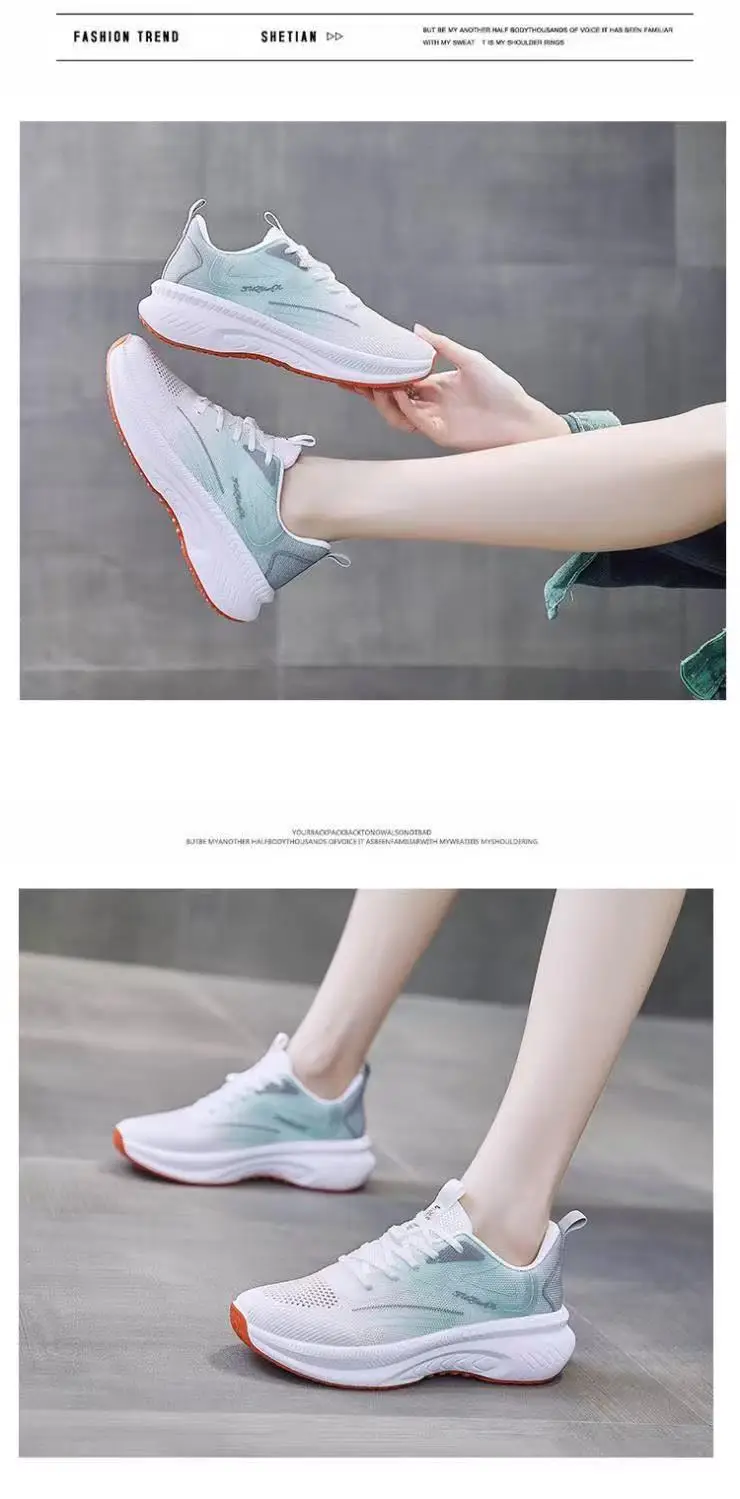Women's Flying Weaving Casual Running Shoes White Blue Thick Sole — feature 13