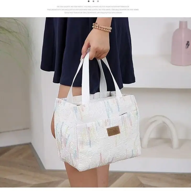 Pink Embroidered Women's Large Tote Bag with Handles - Image 5