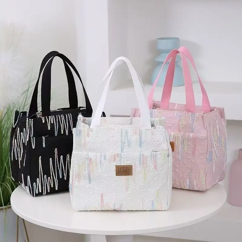 Pink Embroidered Women's Large Tote Bag with Handles - Image 6