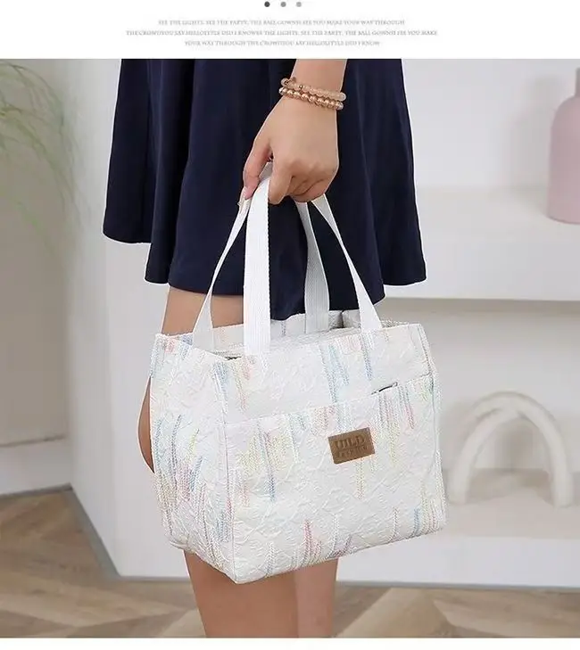 Pink Embroidered Women's Large Tote Bag with Handles — feature 2