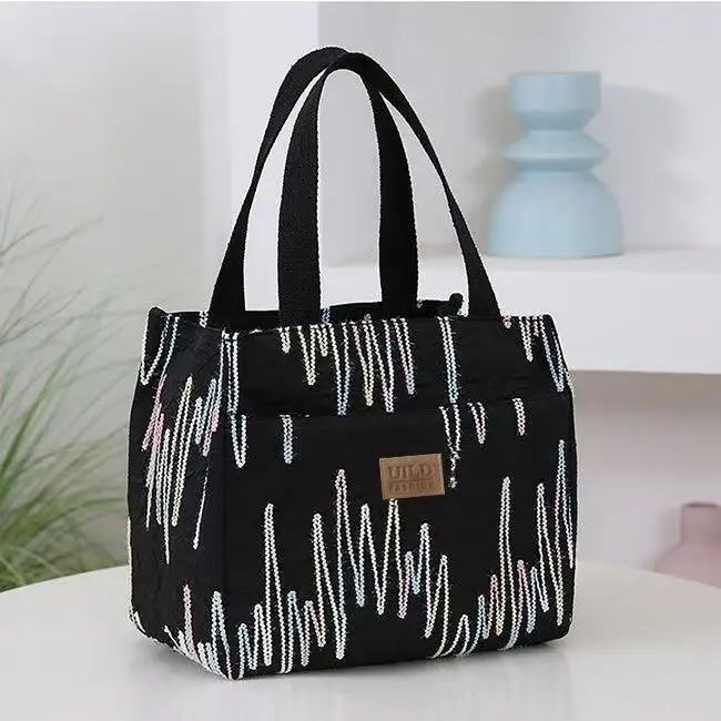 Pink Embroidered Women's Large Tote Bag with Handles - Image 2
