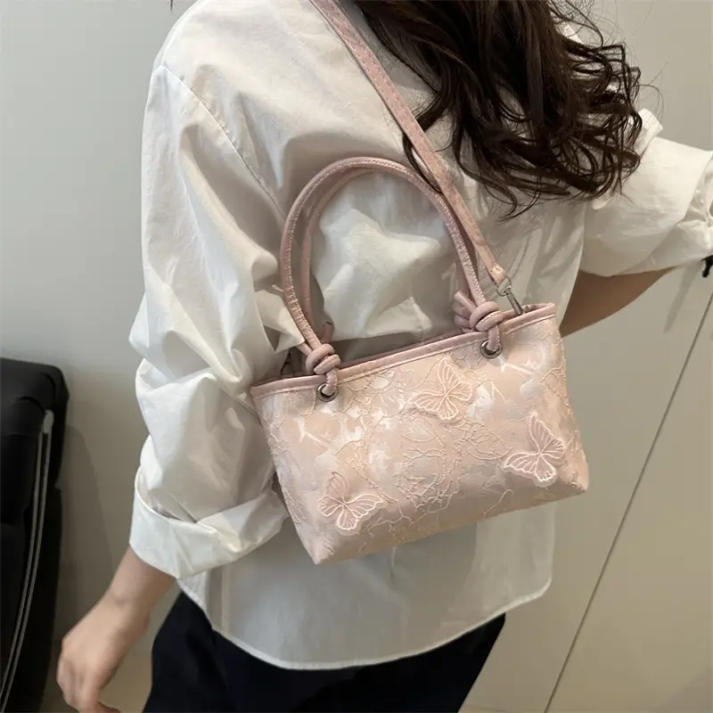 White Lace Bow Shoulder Bag for Women - Image 4