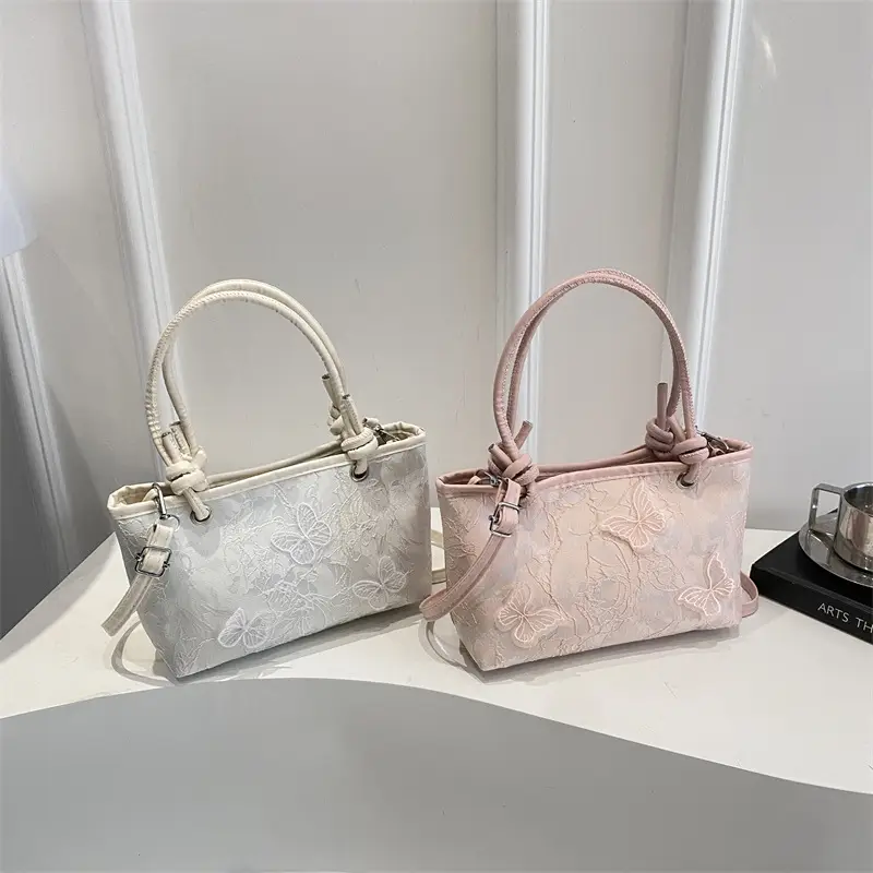 White Lace Bow Shoulder Bag for Women - Image 6