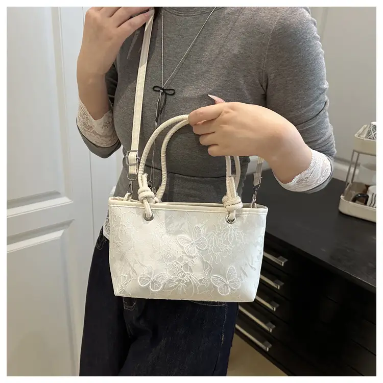 White Lace Bow Shoulder Bag for Women — feature 10