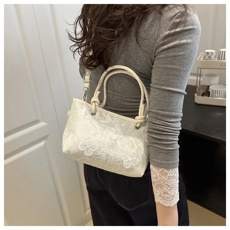 White Lace Bow Shoulder Bag for Women — feature 11