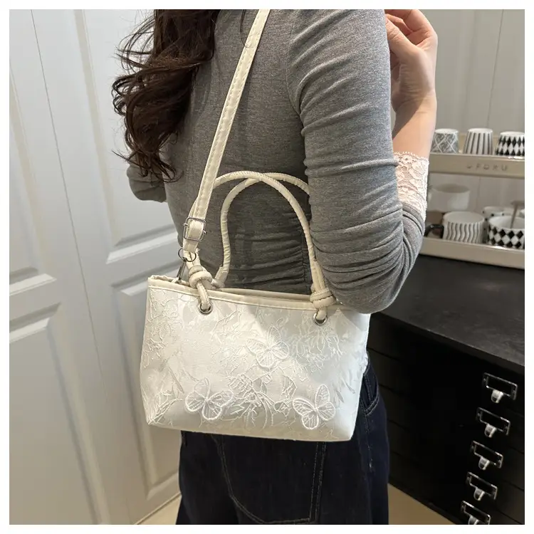White Lace Bow Shoulder Bag for Women — feature 9