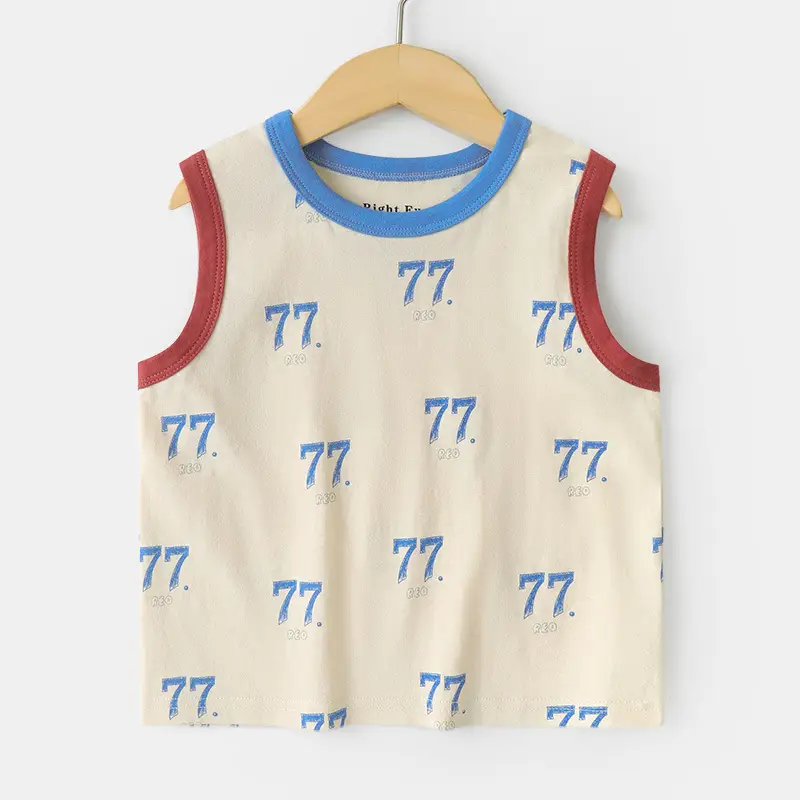 Right European Boy's Pure Cotton Sleeveless Vest White