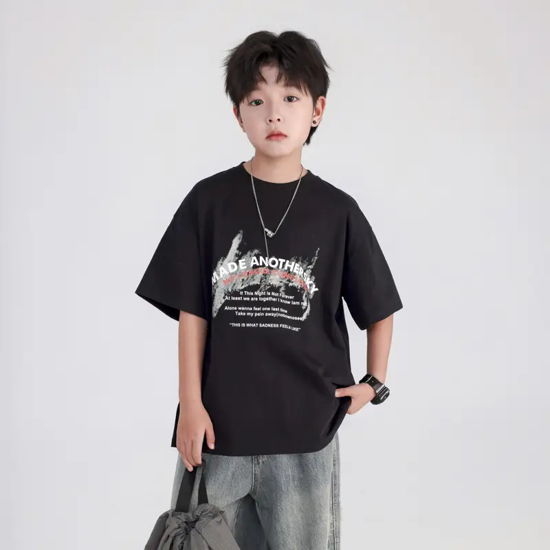 Boys White Korean Style Ice Short Sleeve T-Shirt 2025 - Image 4