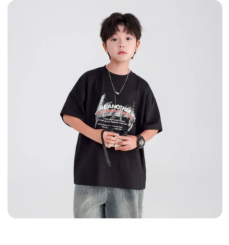 Boys White Korean Style Ice Short Sleeve T-Shirt 2025 — feature 26