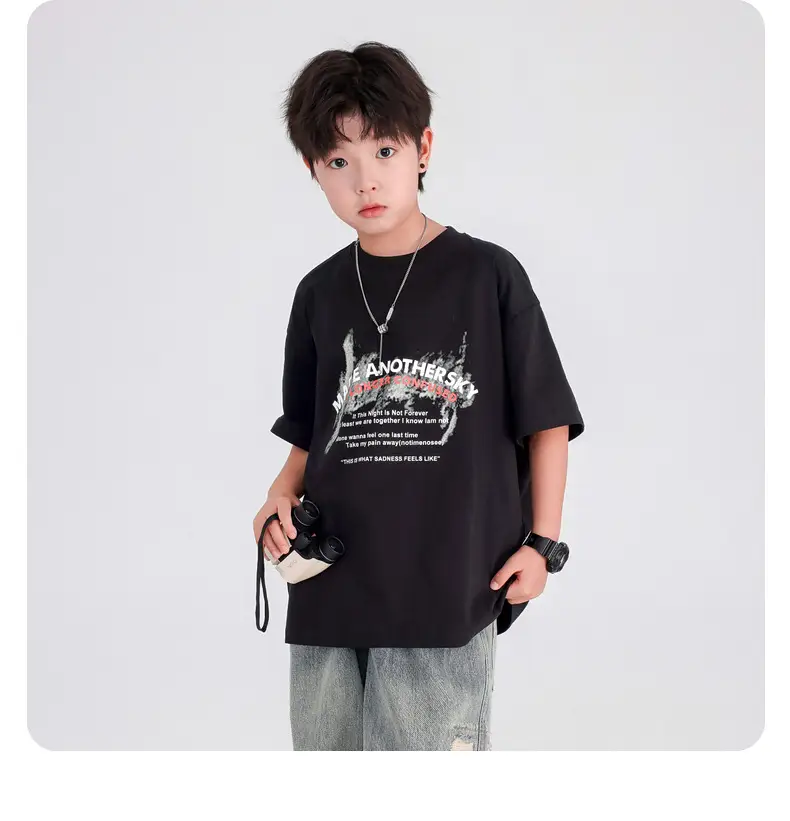Boys White Korean Style Ice Short Sleeve T-Shirt 2025 — feature 27