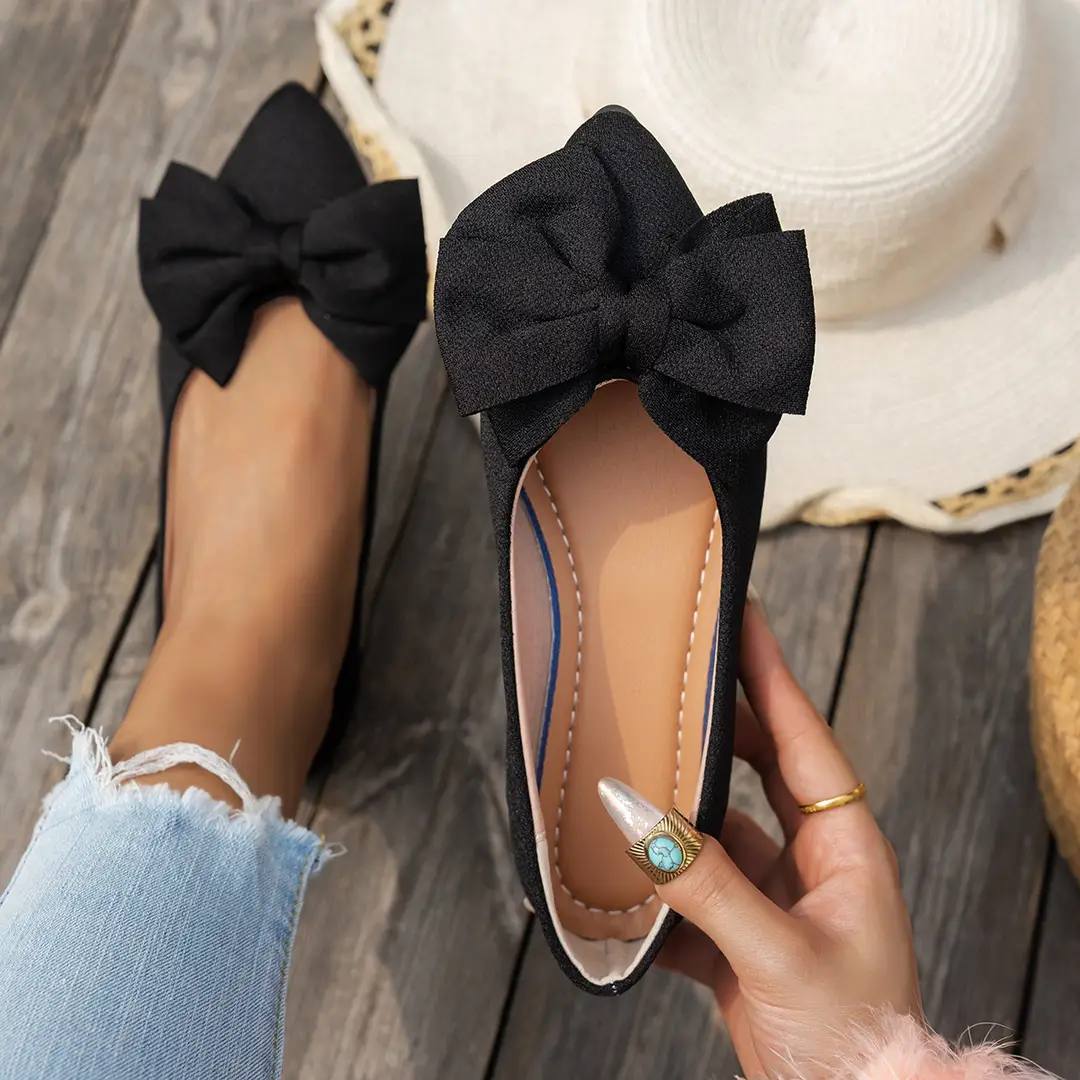 2025 Spring New plus size Pointed Flat Shoes Women's Shoes Bow Casual Shoes Women - Image 4