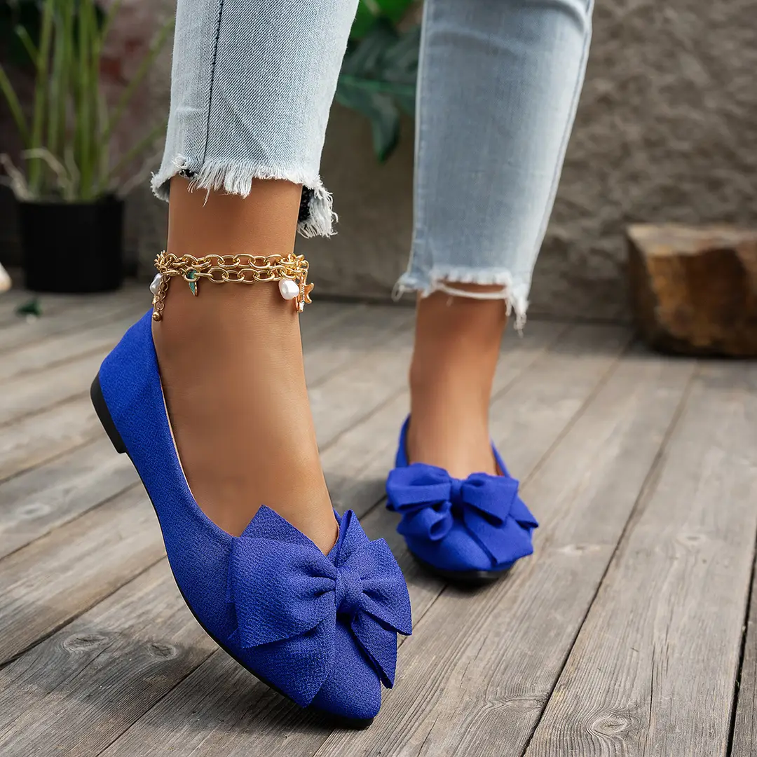 2025 Spring New plus size Pointed Flat Shoes Women's Shoes Bow Casual Shoes Women - Image 5