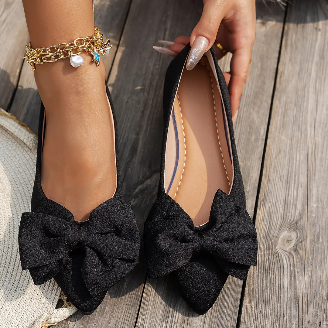 2025 Spring New plus size Pointed Flat Shoes Women's Shoes Bow Casual Shoes Women - Image 6