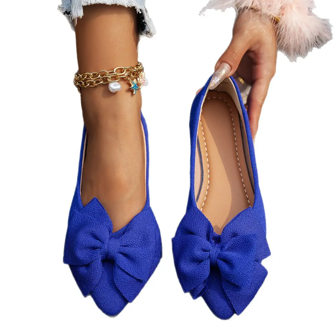 2025 Spring New plus size Pointed Flat Shoes Women's Shoes Bow Casual Shoes Women - Image 7