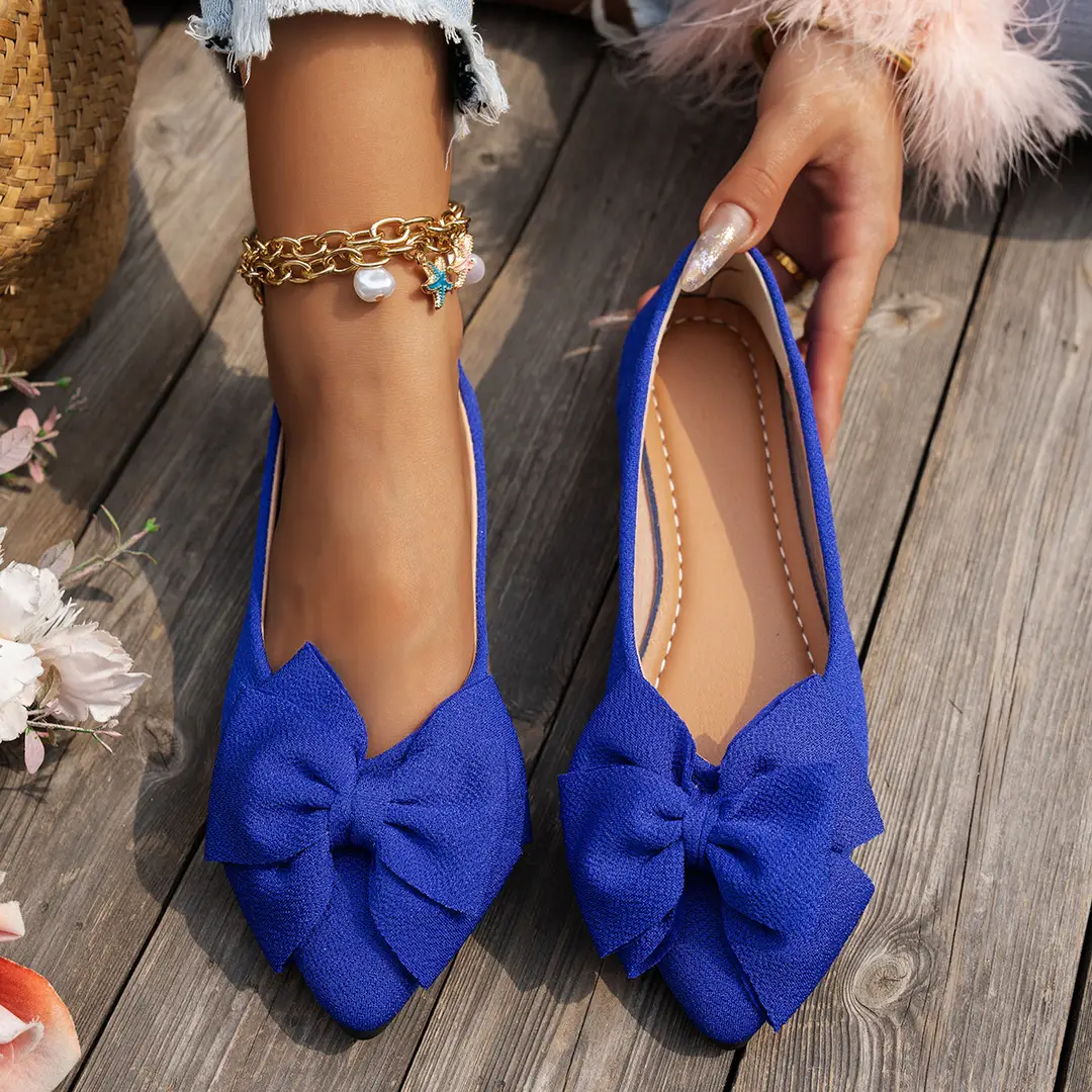 2025 Spring New plus size Pointed Flat Shoes Women's Shoes Bow Casual Shoes Women — feature 3