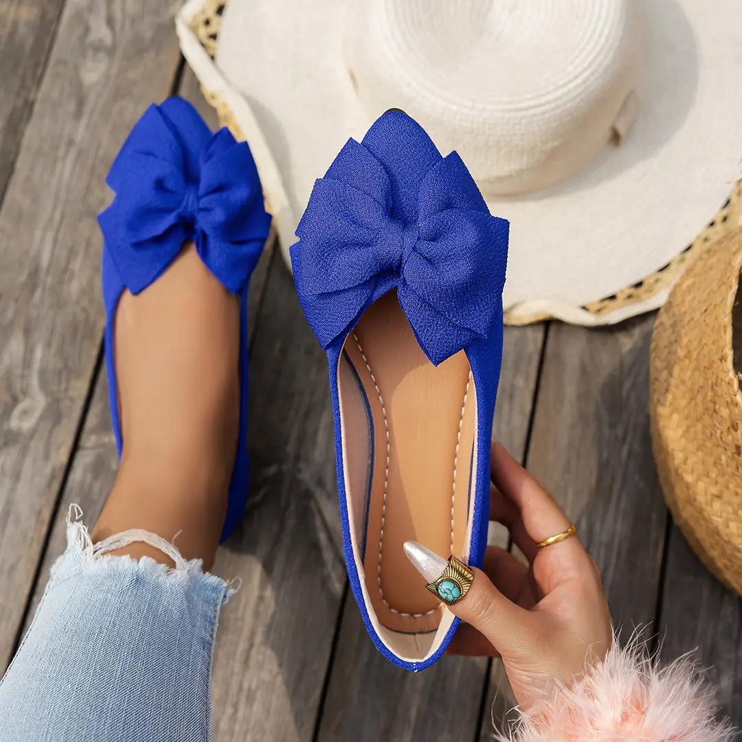 2025 Spring New plus size Pointed Flat Shoes Women's Shoes Bow Casual Shoes Women — feature 4