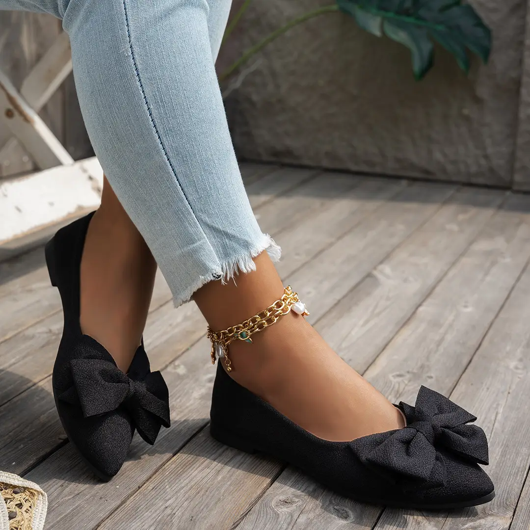 2025 Spring New plus size Pointed Flat Shoes Women's Shoes Bow Casual Shoes Women — feature 9