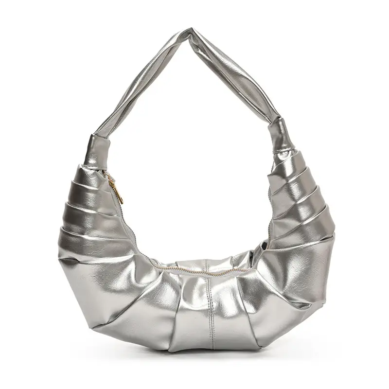 Silver Pleated Shoulder Bag for Women 2025 - Image 9