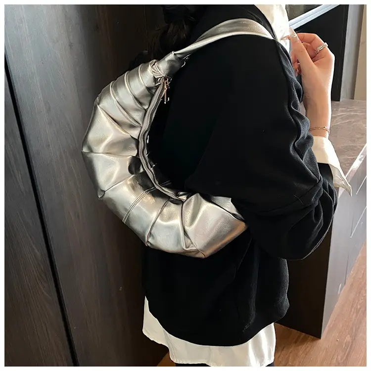 Silver Pleated Shoulder Bag for Women 2025 — feature 32