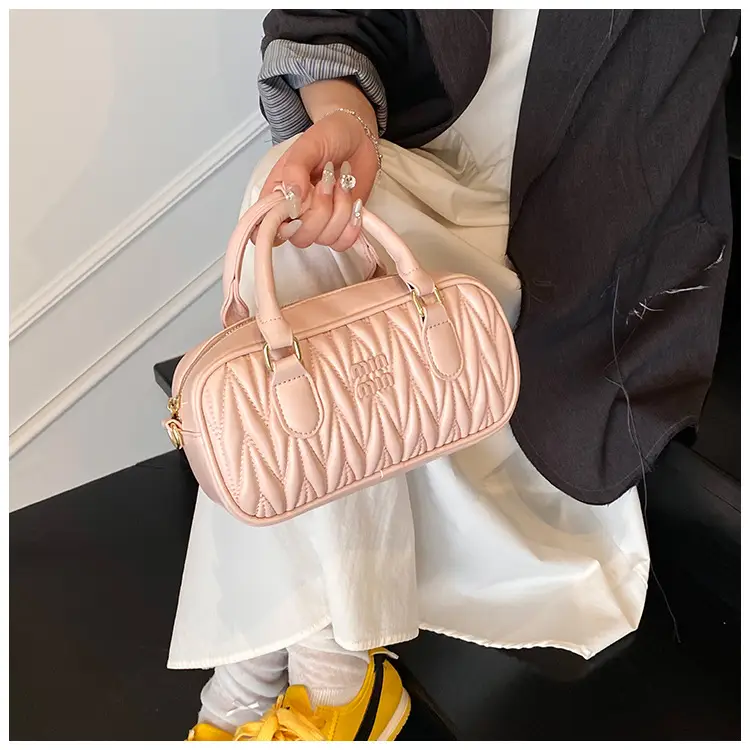 Women's Cream Quilted Crossbody Bowling Bag 2025 — feature 11
